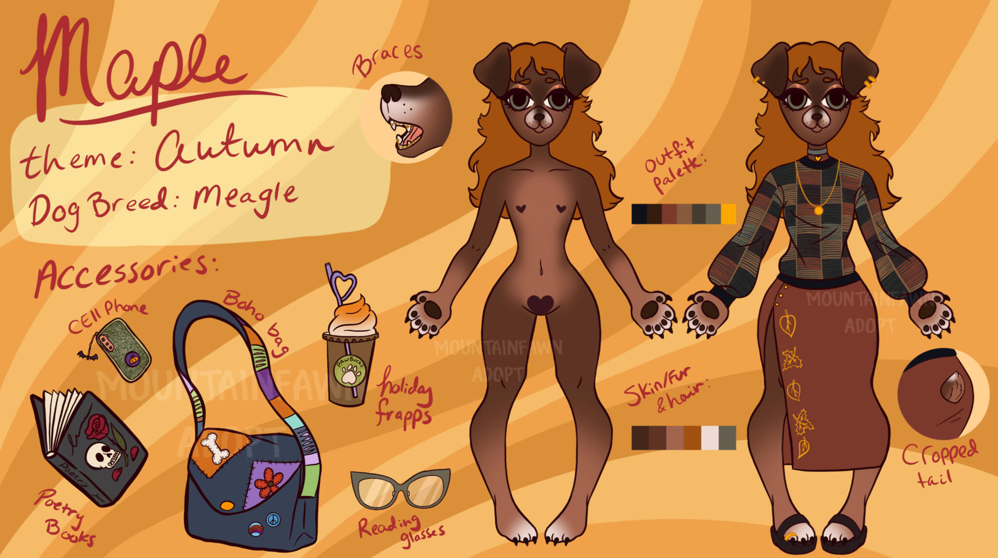 anthro dog girl profile, autumn themed